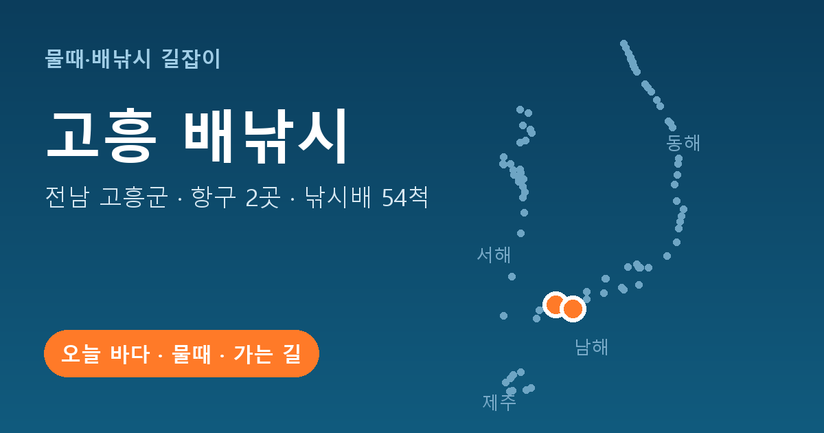 전남 고흥군 배낚시 항구 2곳 · 낚시배 54척